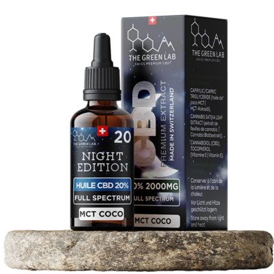 Huile CBD night edition MCT coco full spectrum The Green Lab Suisse
