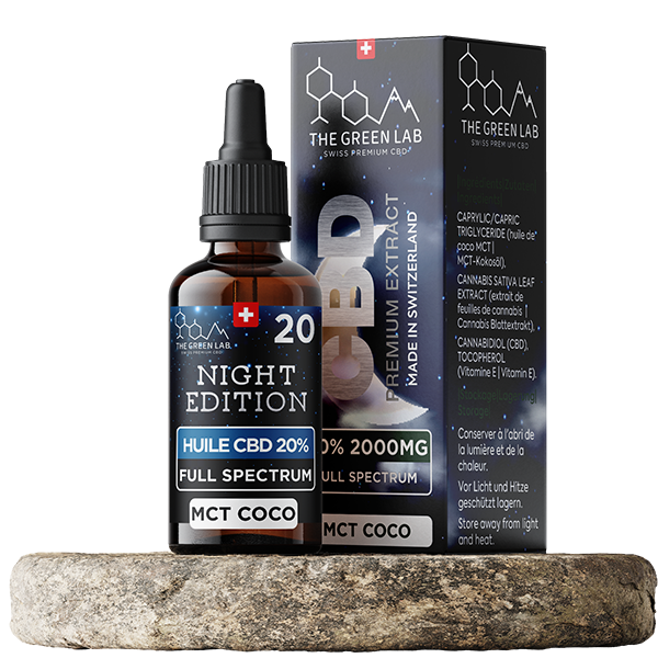 Huile CBD night edition MCT coco full spectrum The Green Lab Suisse