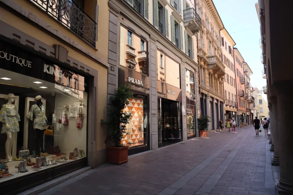 a row of shops on a city street