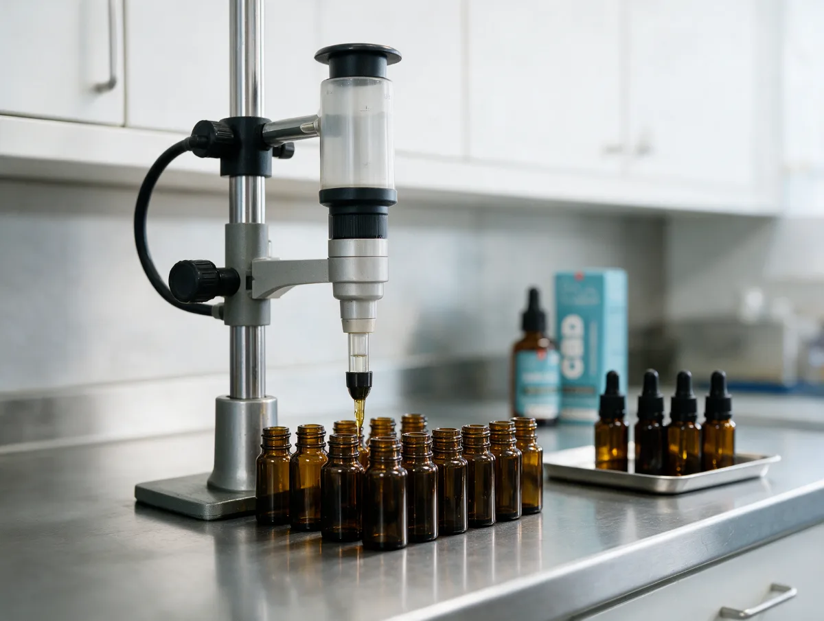 Illustration: filling 10 ml amber dropper bottles
