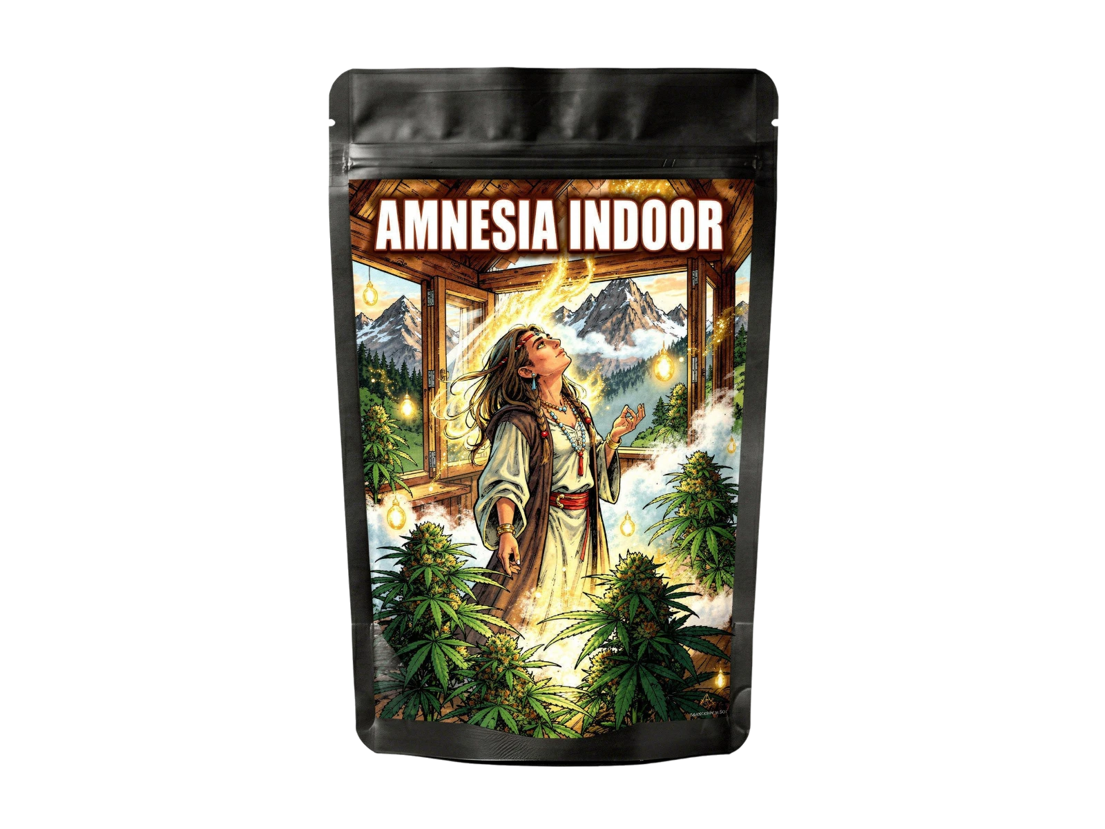 Sachet noir de fleurs de CBD Amnesia Indoor